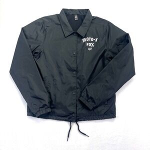 Fox Racing Moto-X Coaches Jacket Mens Medium Black Nylon Snap Front Windbreaker